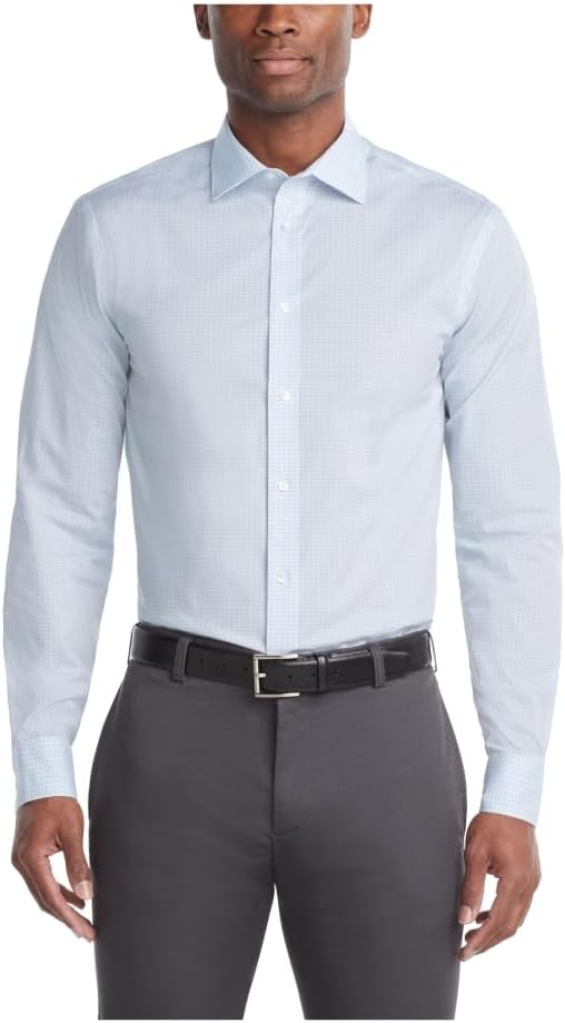 Calvin Klein Mens Dress Shirts Non Iron Stretch Regular Fit Check