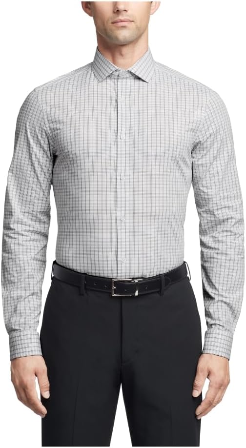 Calvin Klein Mens Dress Shirts Non Iron Stretch Regular Fit Check