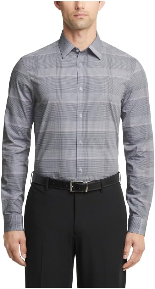 Calvin Klein Mens Dress Shirts Non Iron Stretch Regular Fit Check
