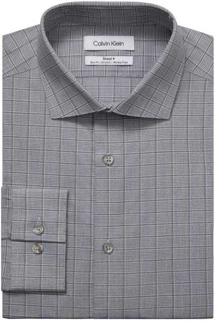 Calvin Klein Mens Dress Shirts Non Iron Stretch Regular Fit Check