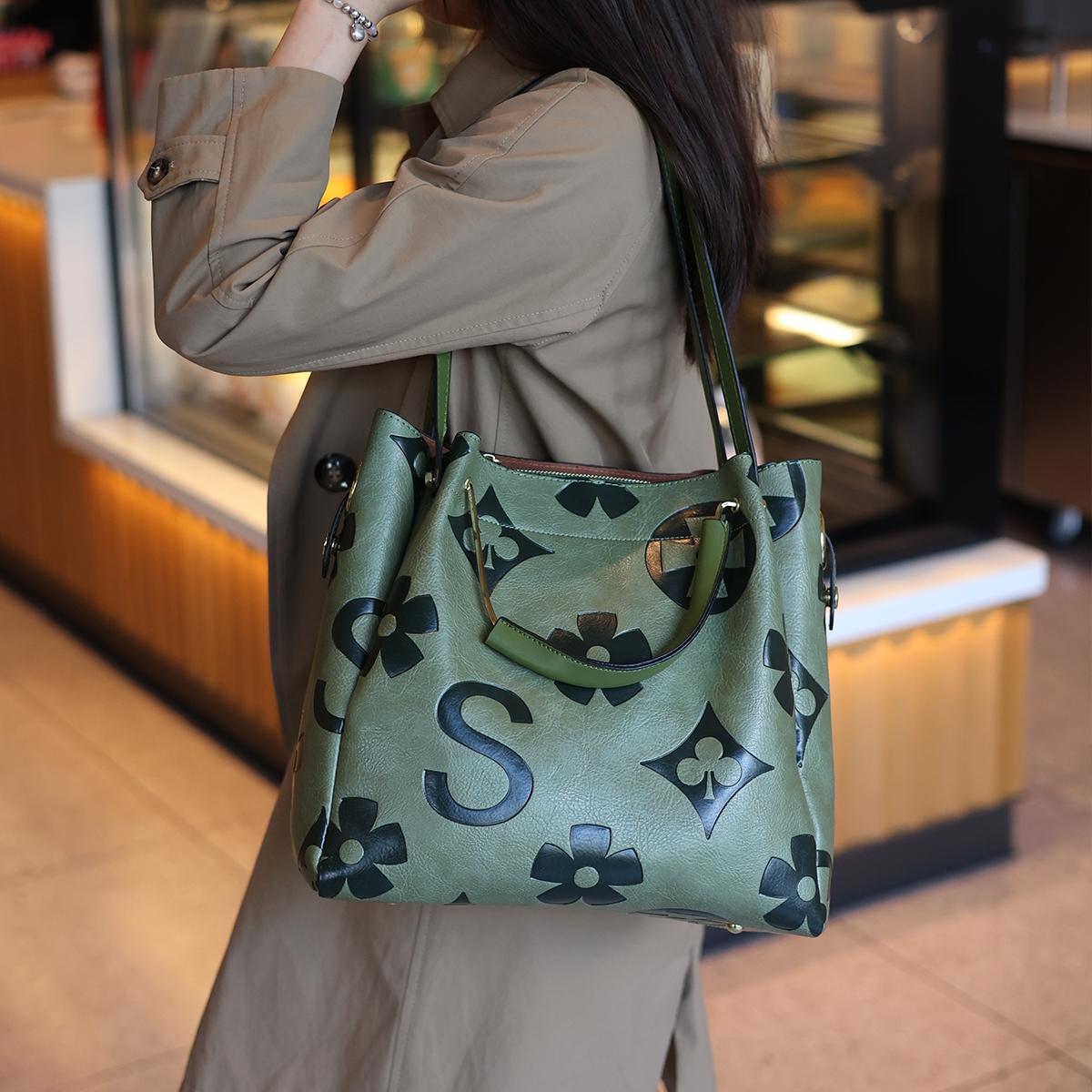 Women's Fashionable Vintage Floral Embossed Leather Handbag Set, Including Large Capacity Handbag & Crossbody Bag, Trendy Versatile Daily Commuting Bag Set