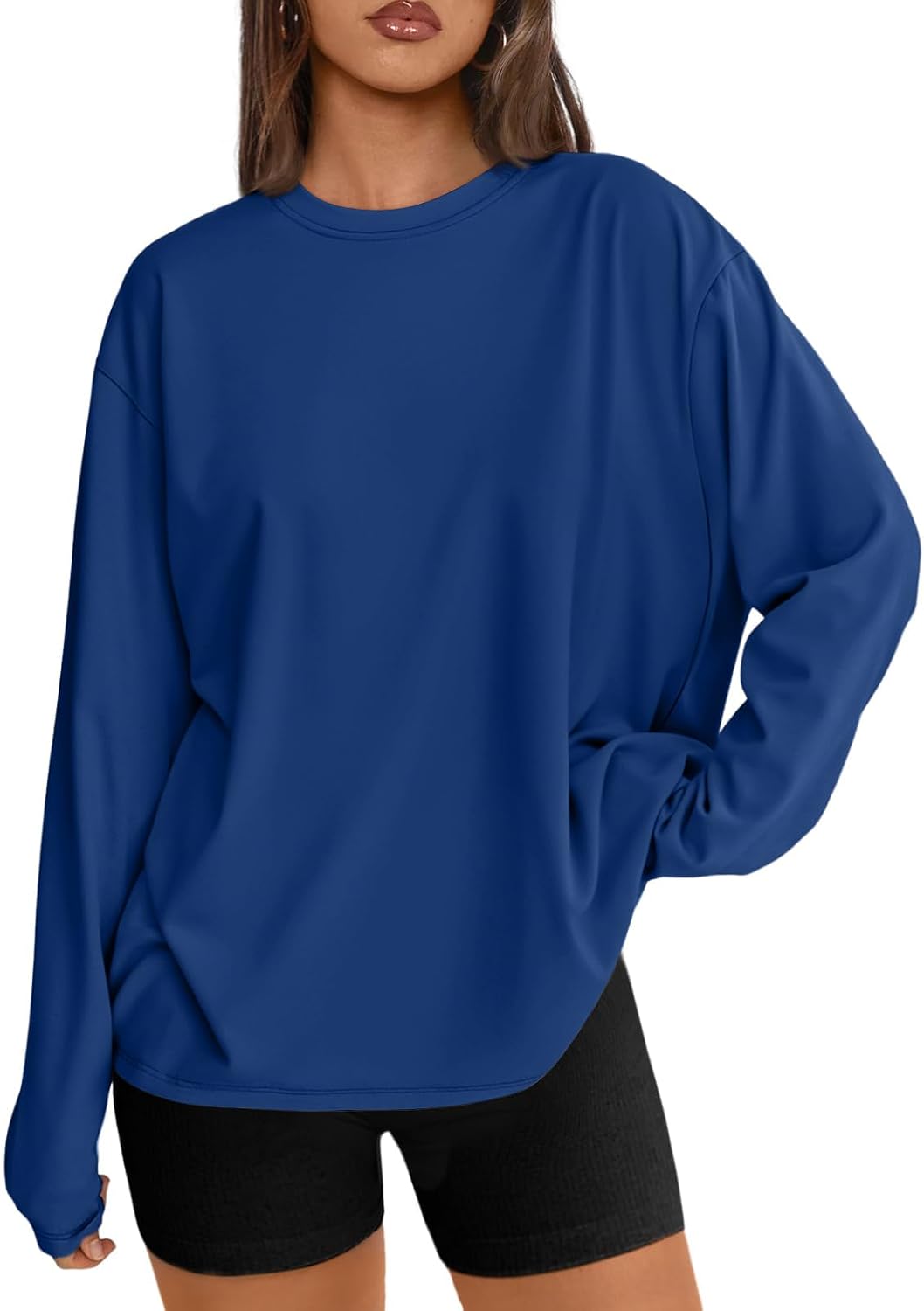 Womens Oversized Long Sleeve Shirts Fall Tops 2026 Basic Tee Casual Workout Y2K Clothes