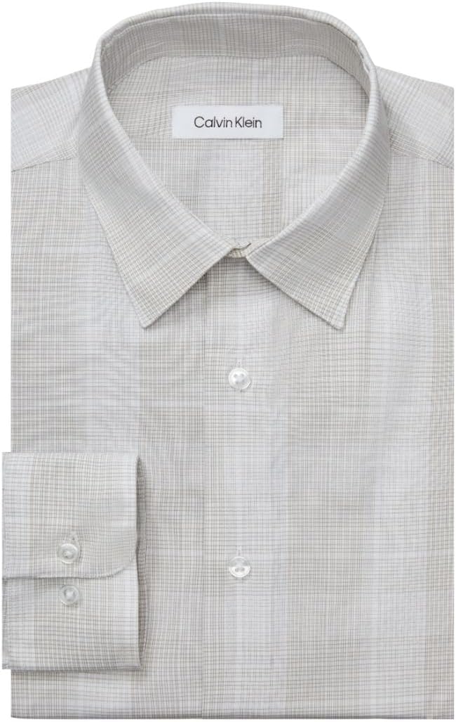 Calvin Klein Mens Dress Shirts Non Iron Stretch Regular Fit Check