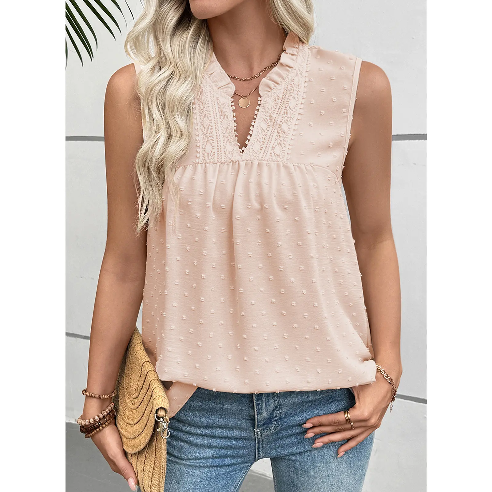 Women's Sleeveless V-Neck Tank Top – Casual & Elegant