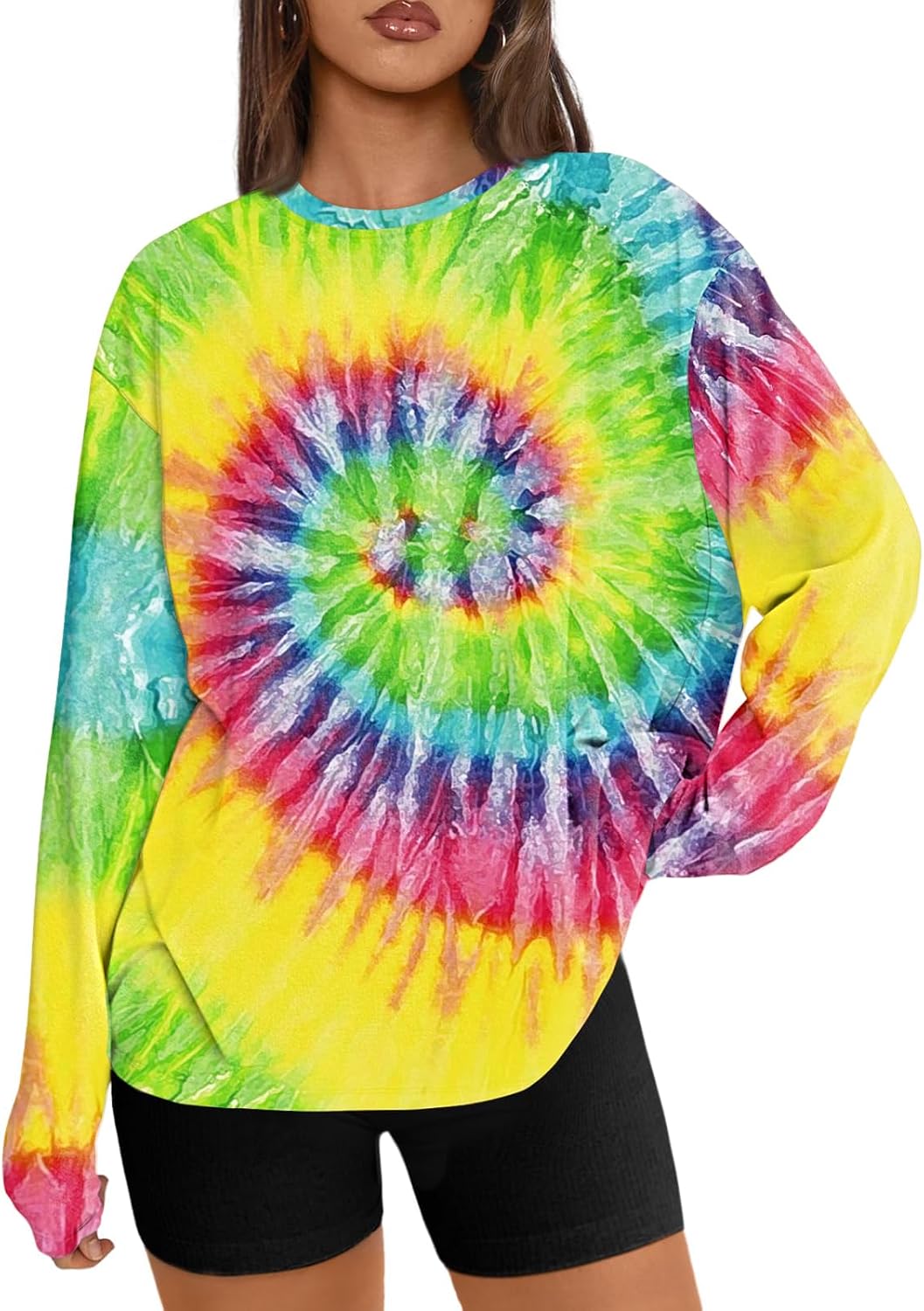 Womens Oversized Long Sleeve Shirts Fall Tops 2026 Basic Tee Casual Workout Y2K Clothes