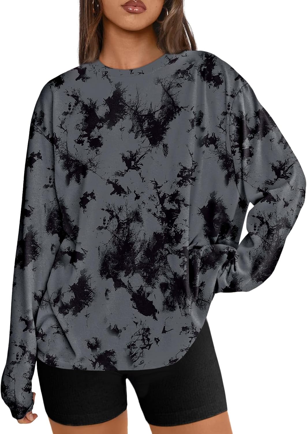 Womens Oversized Long Sleeve Shirts Fall Tops 2026 Basic Tee Casual Workout Y2K Clothes