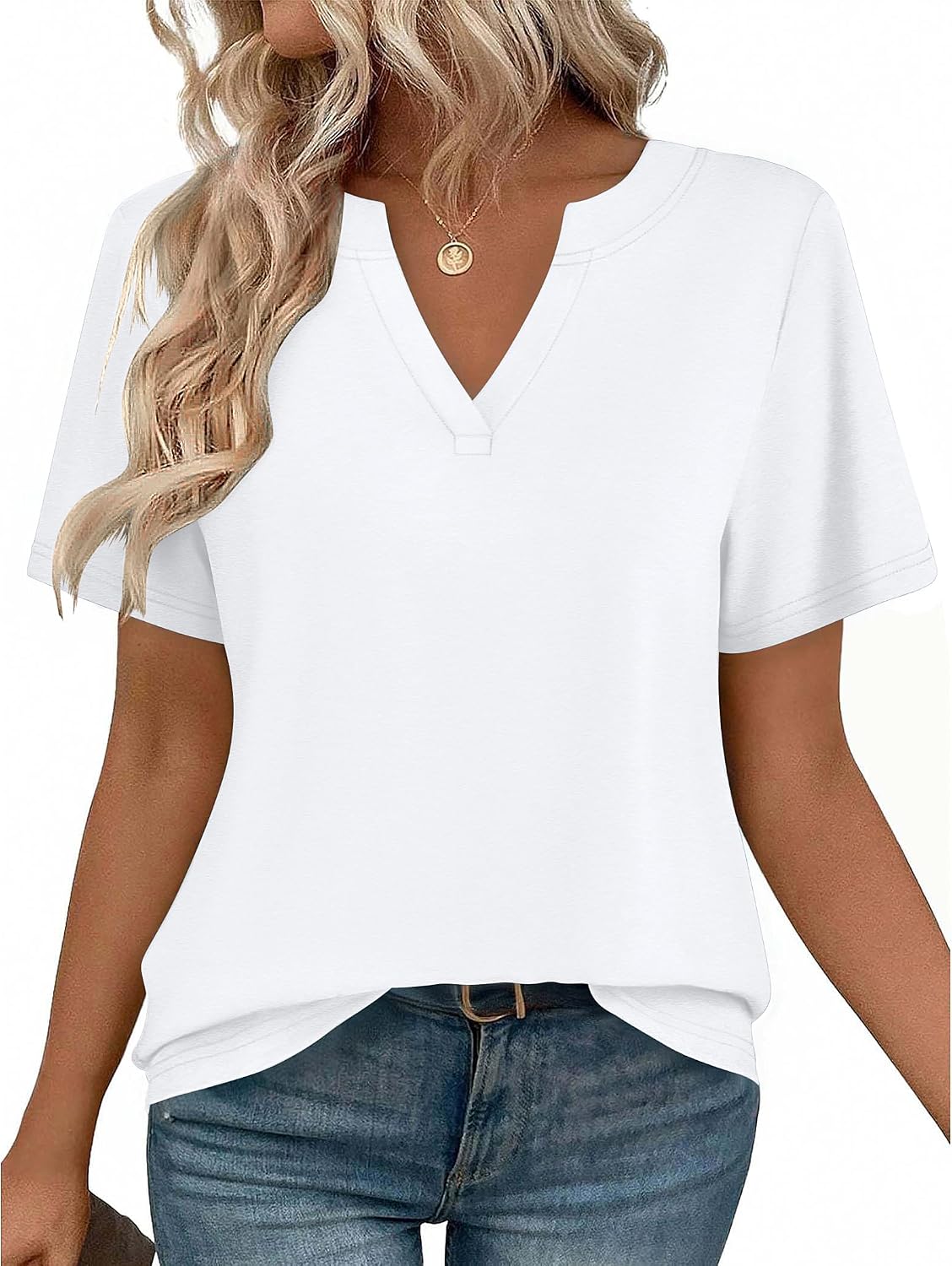 Womens Tops Short Sleeve V Neck Tee Shirts Cute Dressy Casual Clothing Business Work Blouse