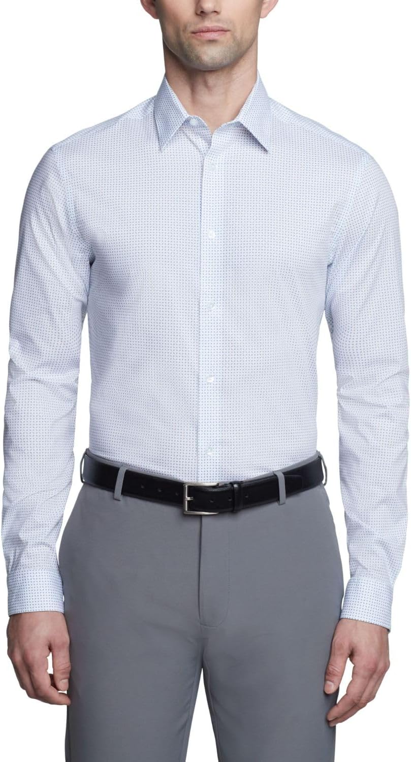 Calvin Klein Mens Dress Shirts Non Iron Stretch Regular Fit Check