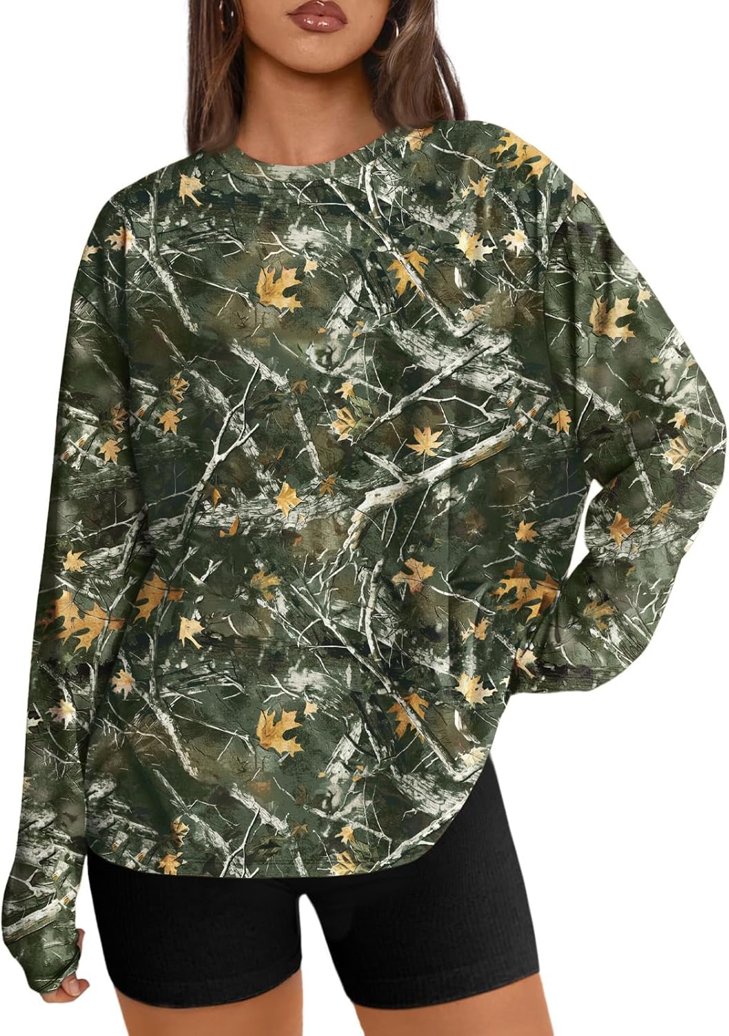 Womens Oversized Long Sleeve Shirts Fall Tops 2026 Basic Tee Casual Workout Y2K Clothes