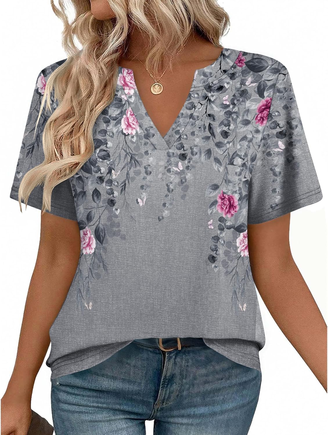 Womens Tops Short Sleeve V Neck Tee Shirts Cute Dressy Casual Clothing Business Work Blouse