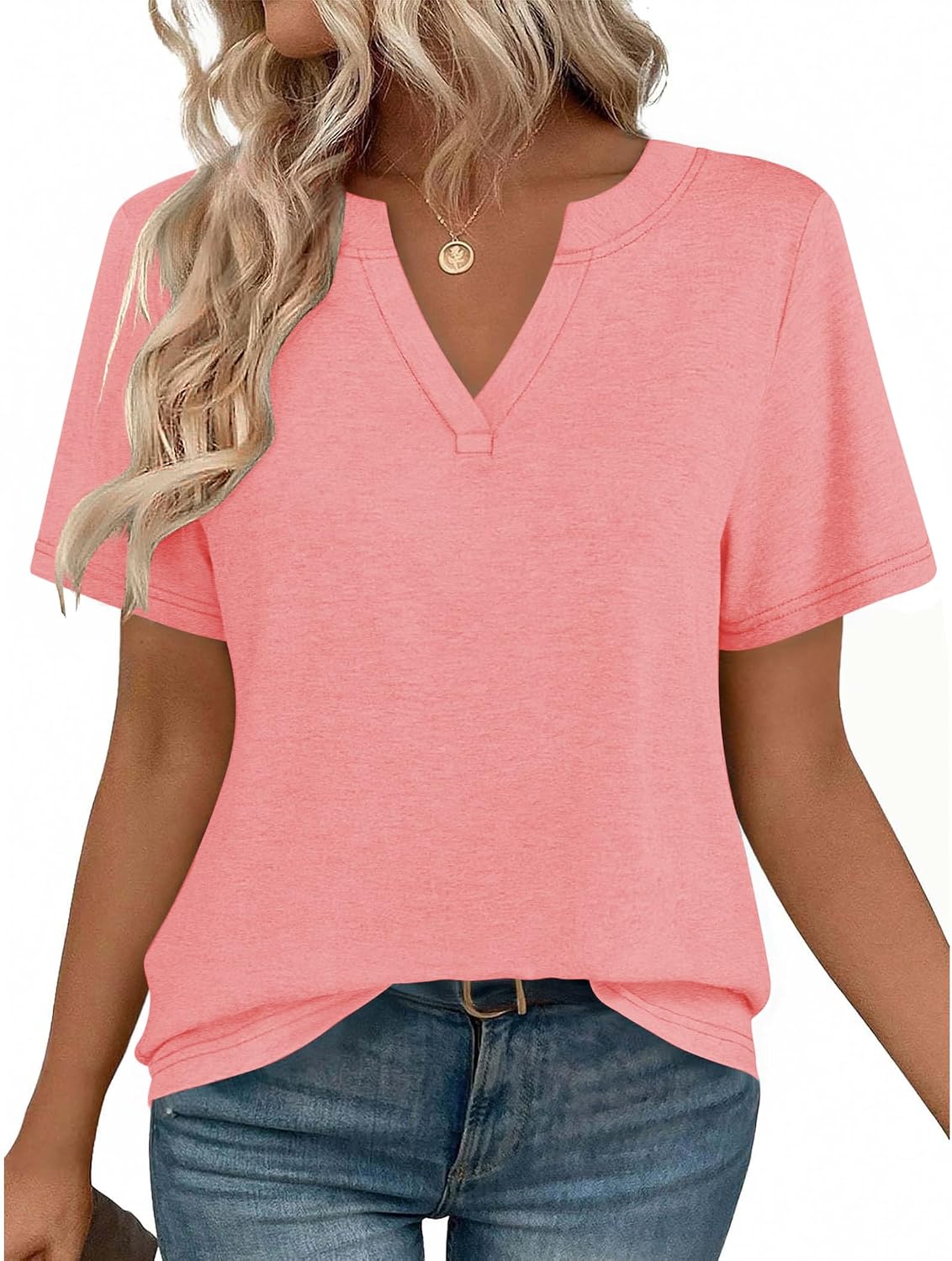 Womens Tops Short Sleeve V Neck Tee Shirts Cute Dressy Casual Clothing Business Work Blouse
