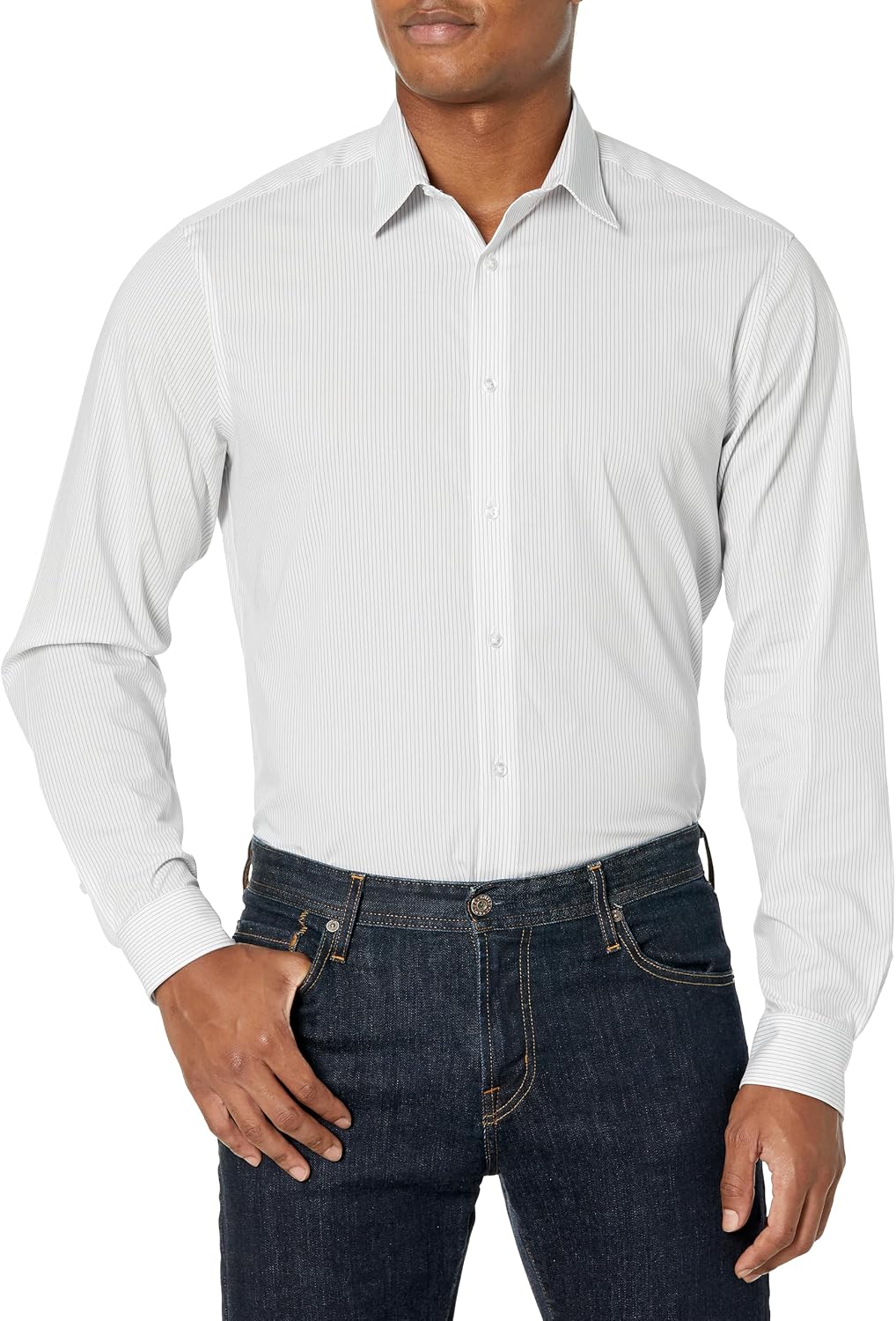 Calvin Klein Mens Dress Shirts Non Iron Stretch Regular Fit Check