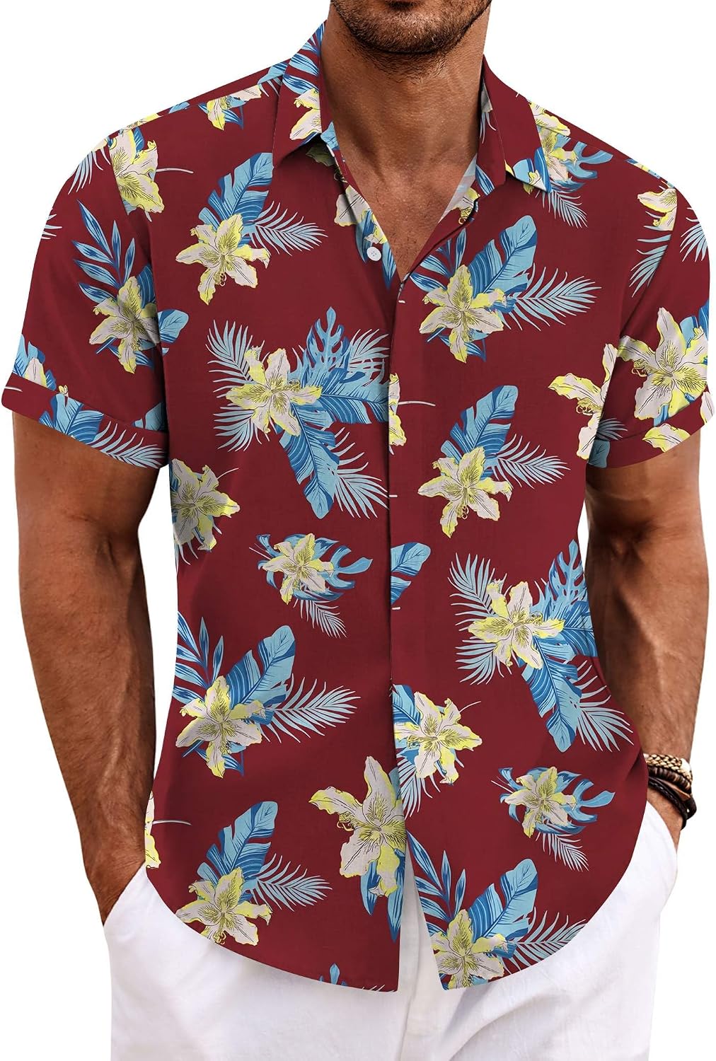 Men's Linen Shirts Short Sleeve Casual Shirts Button Down Shirt for Men Beach Summer Wedding Shirt