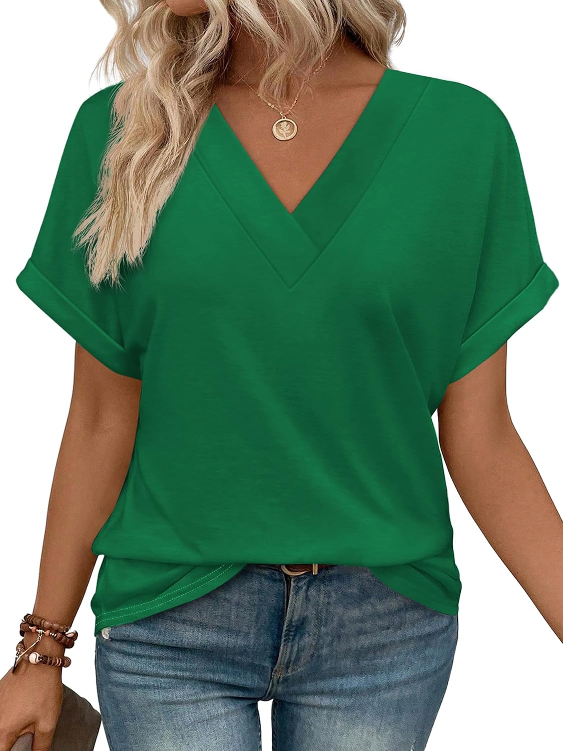 Womens Summer Tops Short Dolman Sleeve Shirts 2026 Fashion V Neck Outfits Clothes