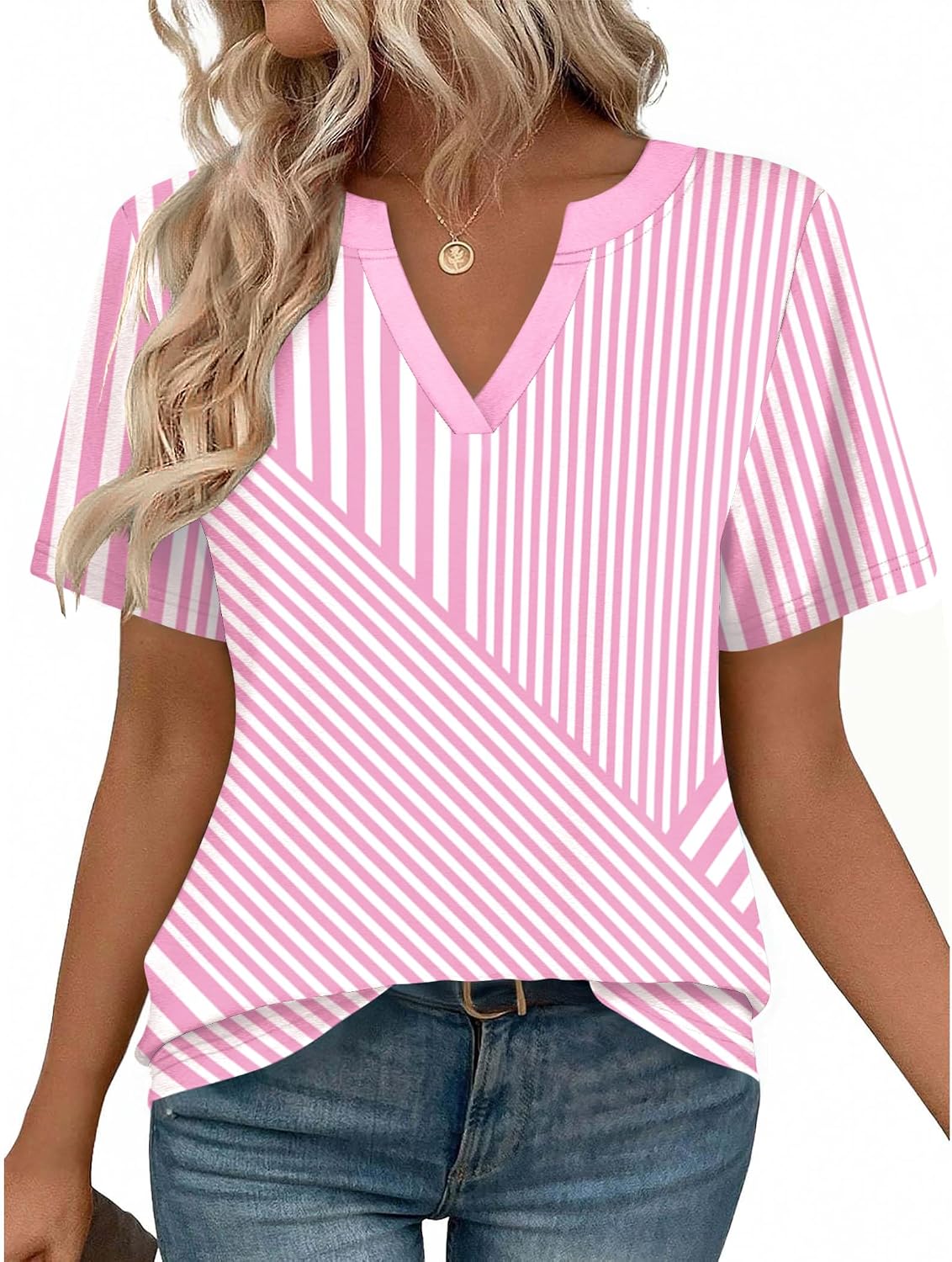 Womens Tops Short Sleeve V Neck Tee Shirts Cute Dressy Casual Clothing Business Work Blouse