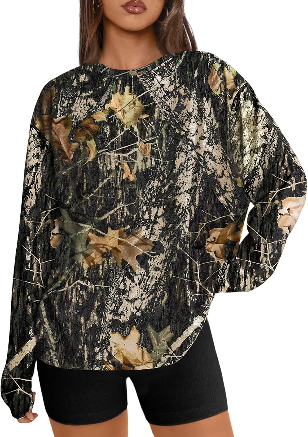 Womens Oversized Long Sleeve Shirts Fall Tops 2026 Basic Tee Casual Workout Y2K Clothes
