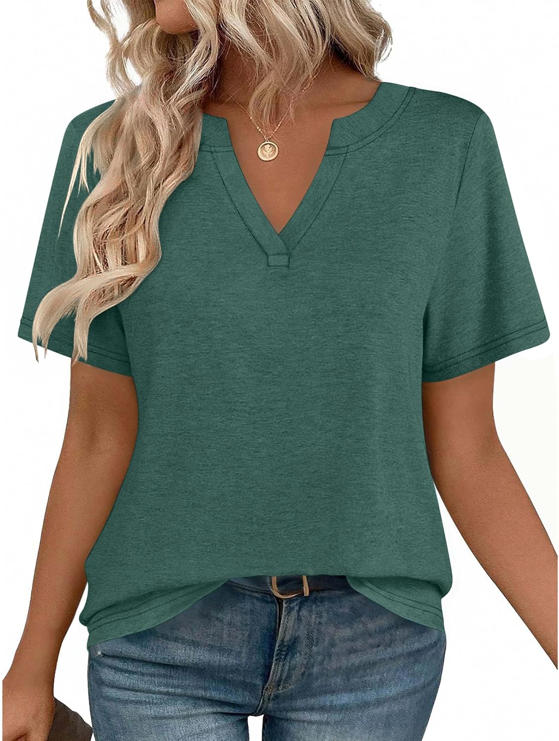 Womens Tops Short Sleeve V Neck Tee Shirts Cute Dressy Casual Clothing Business Work Blouse