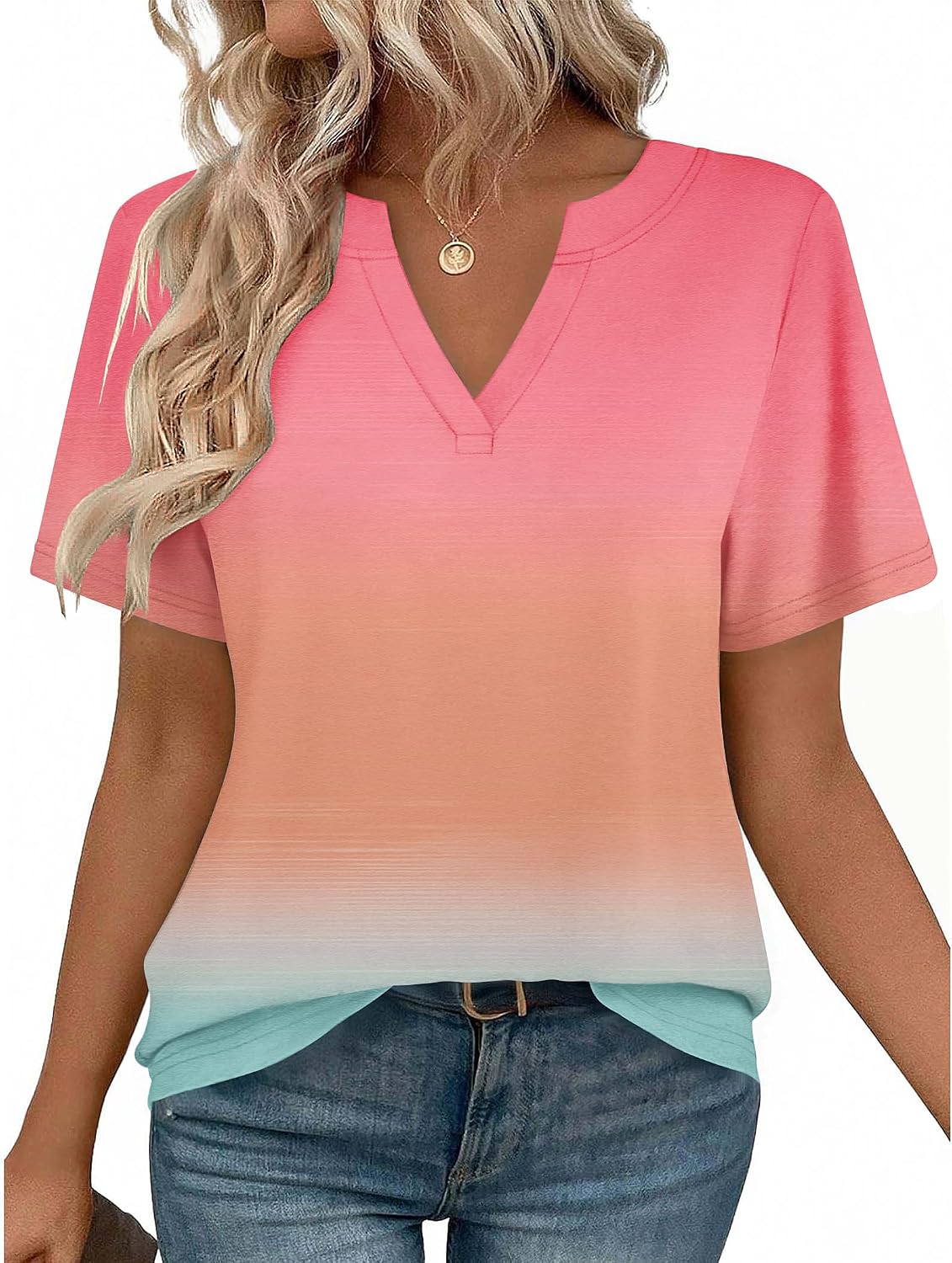 Womens Tops Short Sleeve V Neck Tee Shirts Cute Dressy Casual Clothing Business Work Blouse