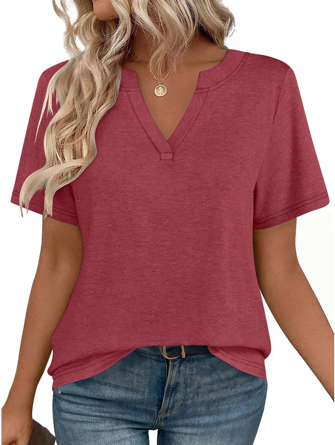 Womens Tops Short Sleeve V Neck Tee Shirts Cute Dressy Casual Clothing Business Work Blouse