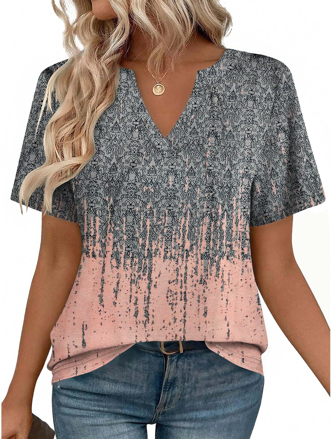 Womens Tops Short Sleeve V Neck Tee Shirts Cute Dressy Casual Clothing Business Work Blouse