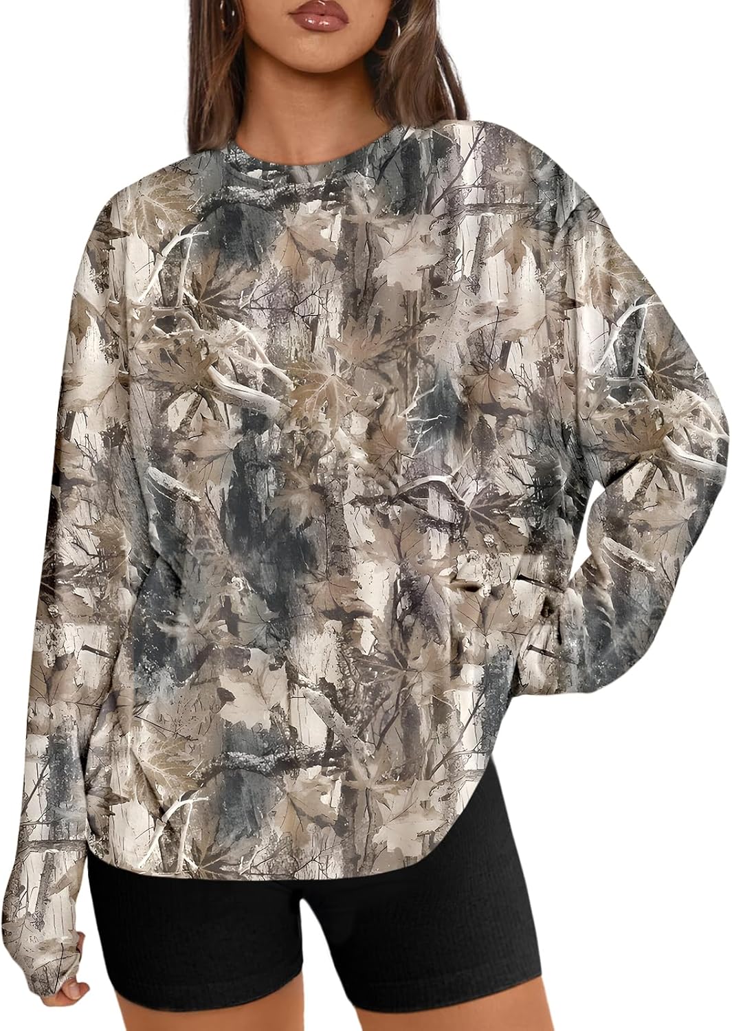Womens Oversized Long Sleeve Shirts Fall Tops 2026 Basic Tee Casual Workout Y2K Clothes