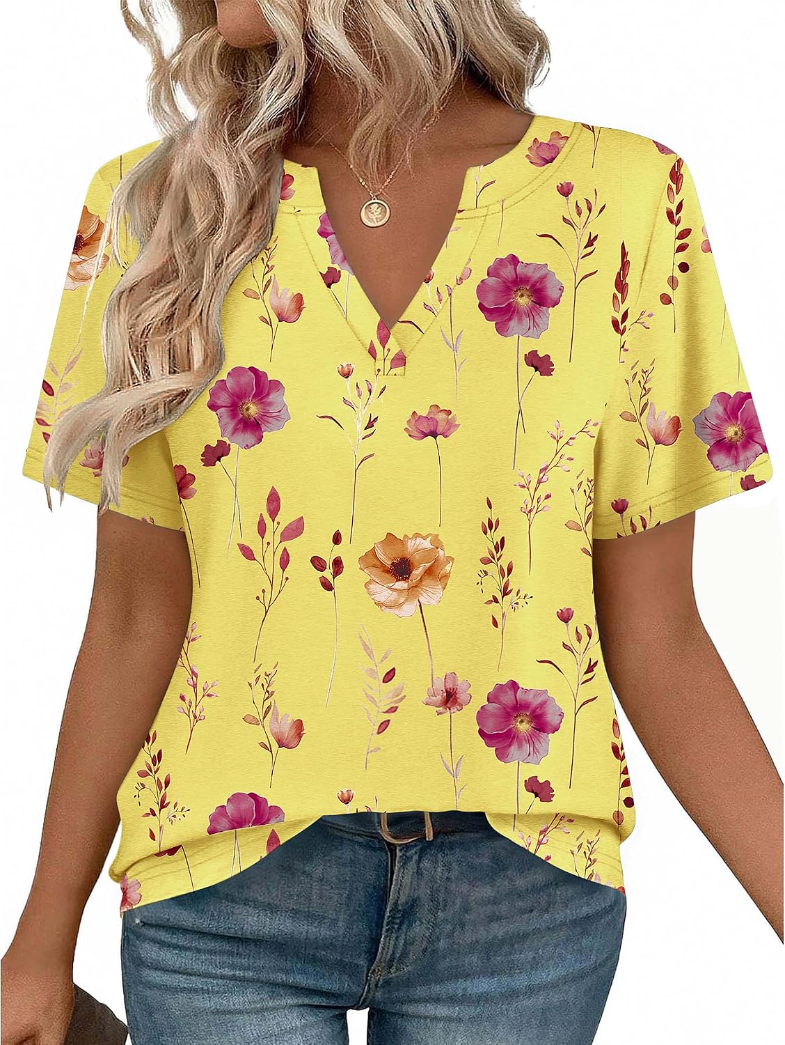 Womens Tops Short Sleeve V Neck Tee Shirts Cute Dressy Casual Clothing Business Work Blouse
