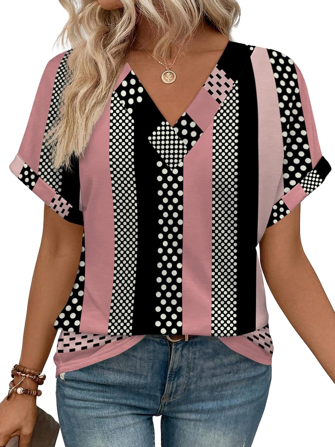 Womens Summer Tops Short Dolman Sleeve Shirts 2026 Fashion V Neck Outfits Clothes