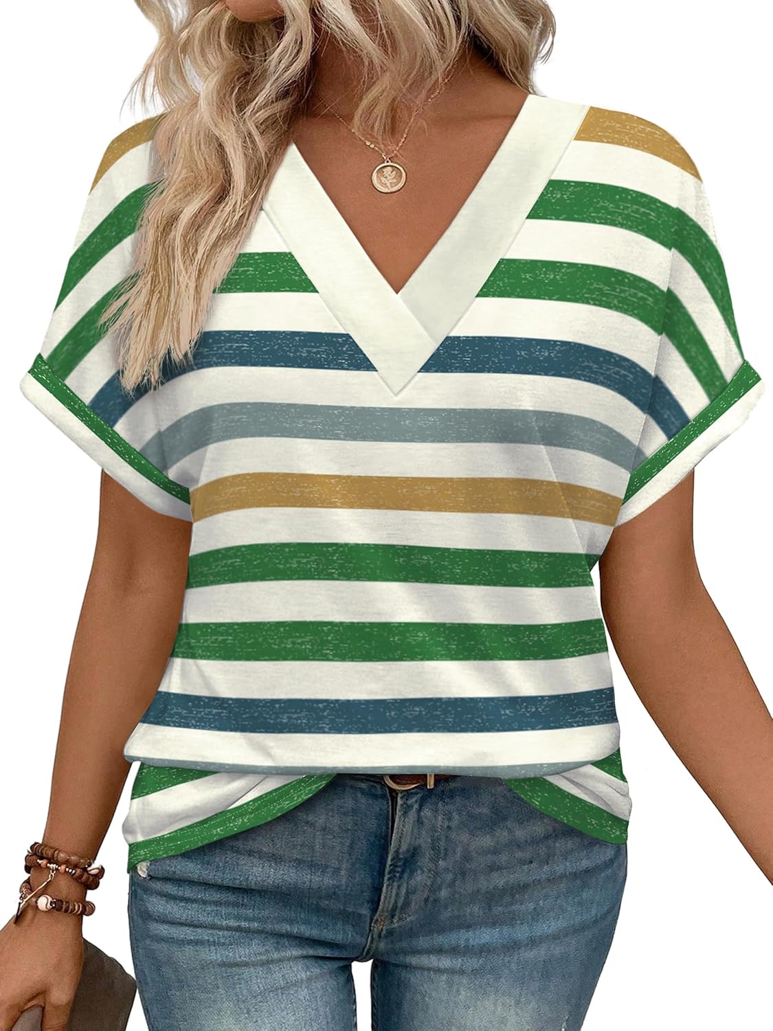 Womens Summer Tops Short Dolman Sleeve Shirts 2026 Fashion V Neck Outfits Clothes