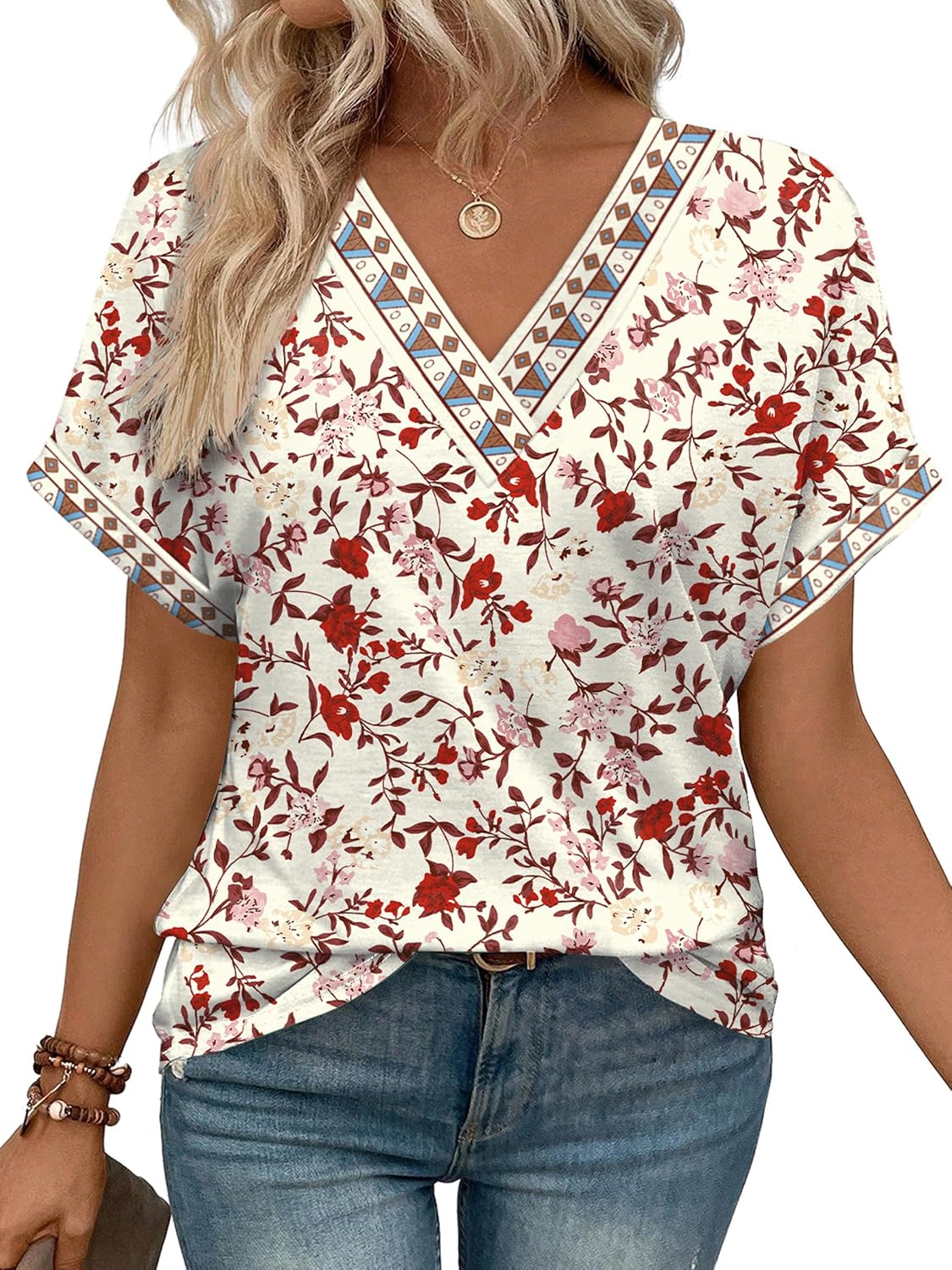 Womens Summer Tops Short Dolman Sleeve Shirts 2026 Fashion V Neck Outfits Clothes