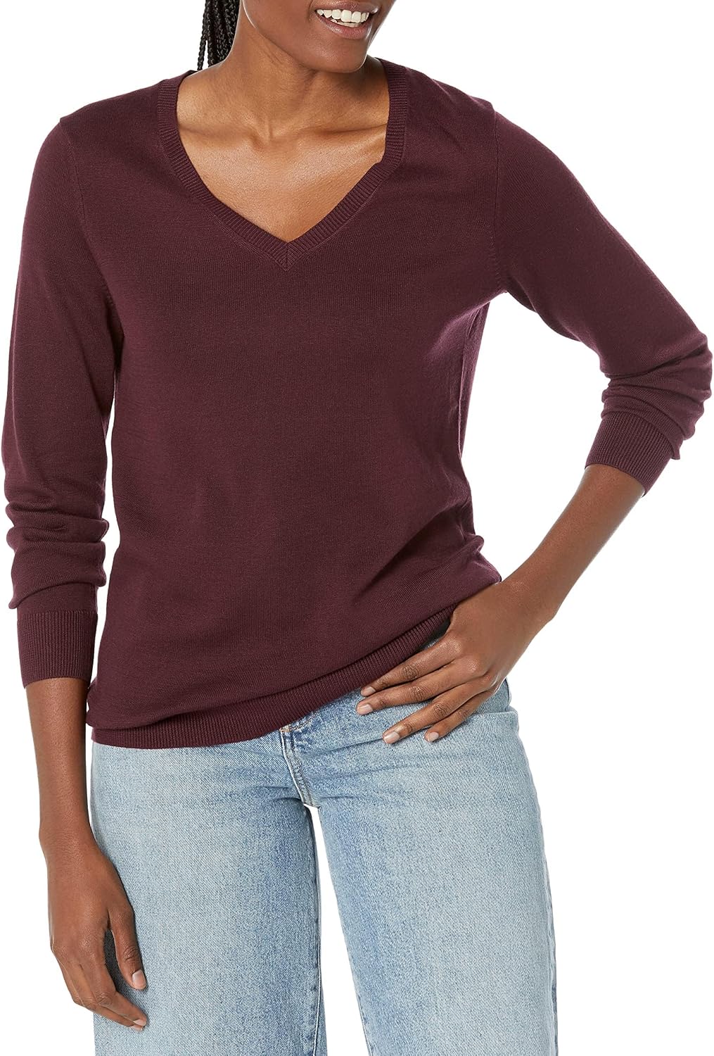 Women's Lightweight Long-Sleeve V-Neck Sweater