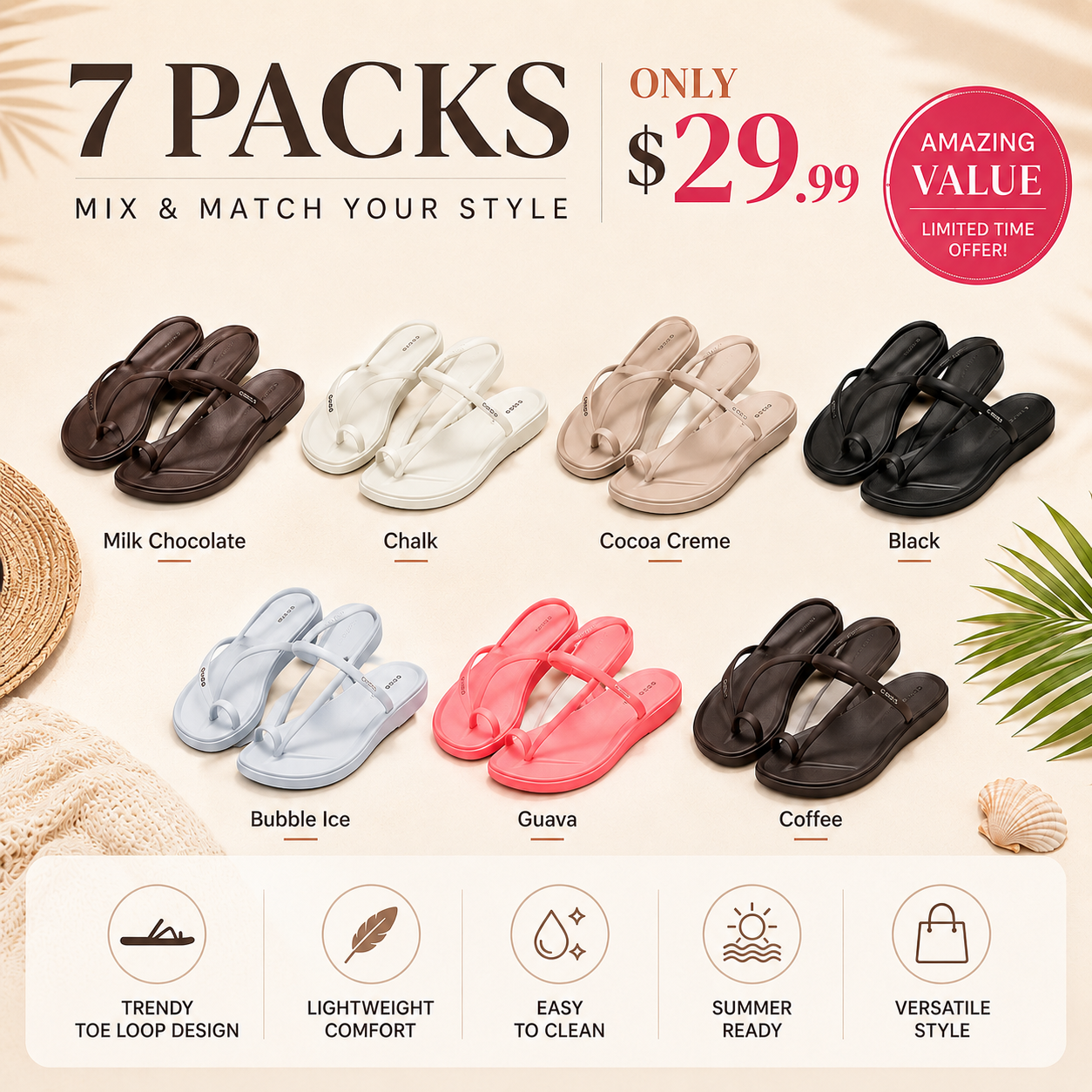 Crocs Women's Miami Toe Loop Summer Sandals - Trendy Style