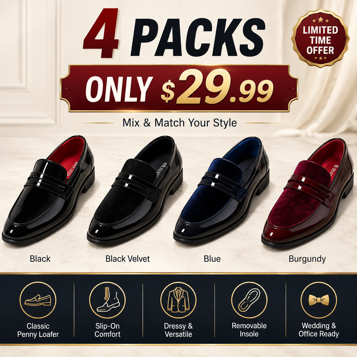 Bruno Marc Formal Men's Patent Loafers - Elegant Tuxedo Shoes