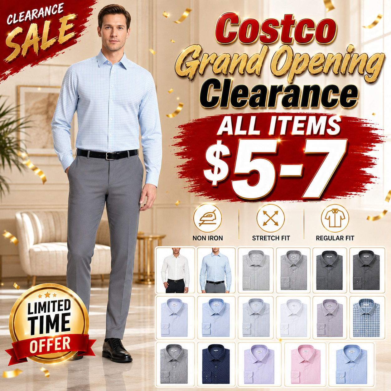 Calvin Klein Mens Dress Shirts Non Iron Stretch Regular Fit Check