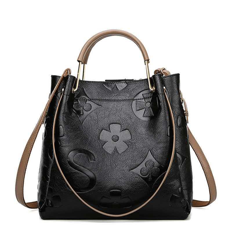 Women's Fashionable Vintage Floral Embossed Leather Handbag Set, Including Large Capacity Handbag & Crossbody Bag, Trendy Versatile Daily Commuting Bag Set