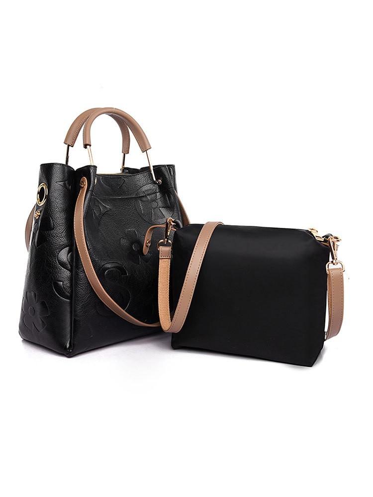 Women's Fashionable Vintage Floral Embossed Leather Handbag Set, Including Large Capacity Handbag & Crossbody Bag, Trendy Versatile Daily Commuting Bag Set
