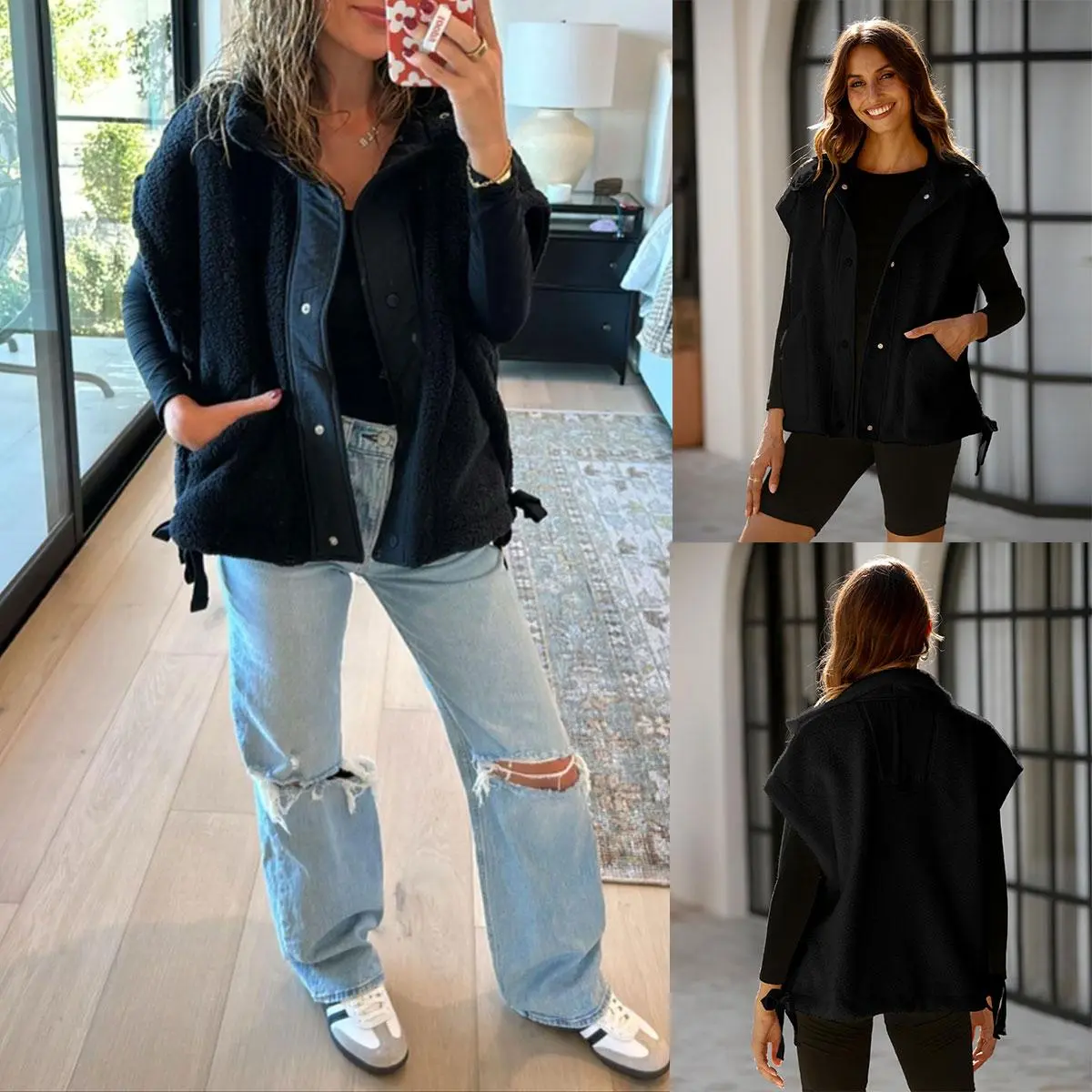 Tanming Women's Fleece Vest - Cozy Button Down Jacket