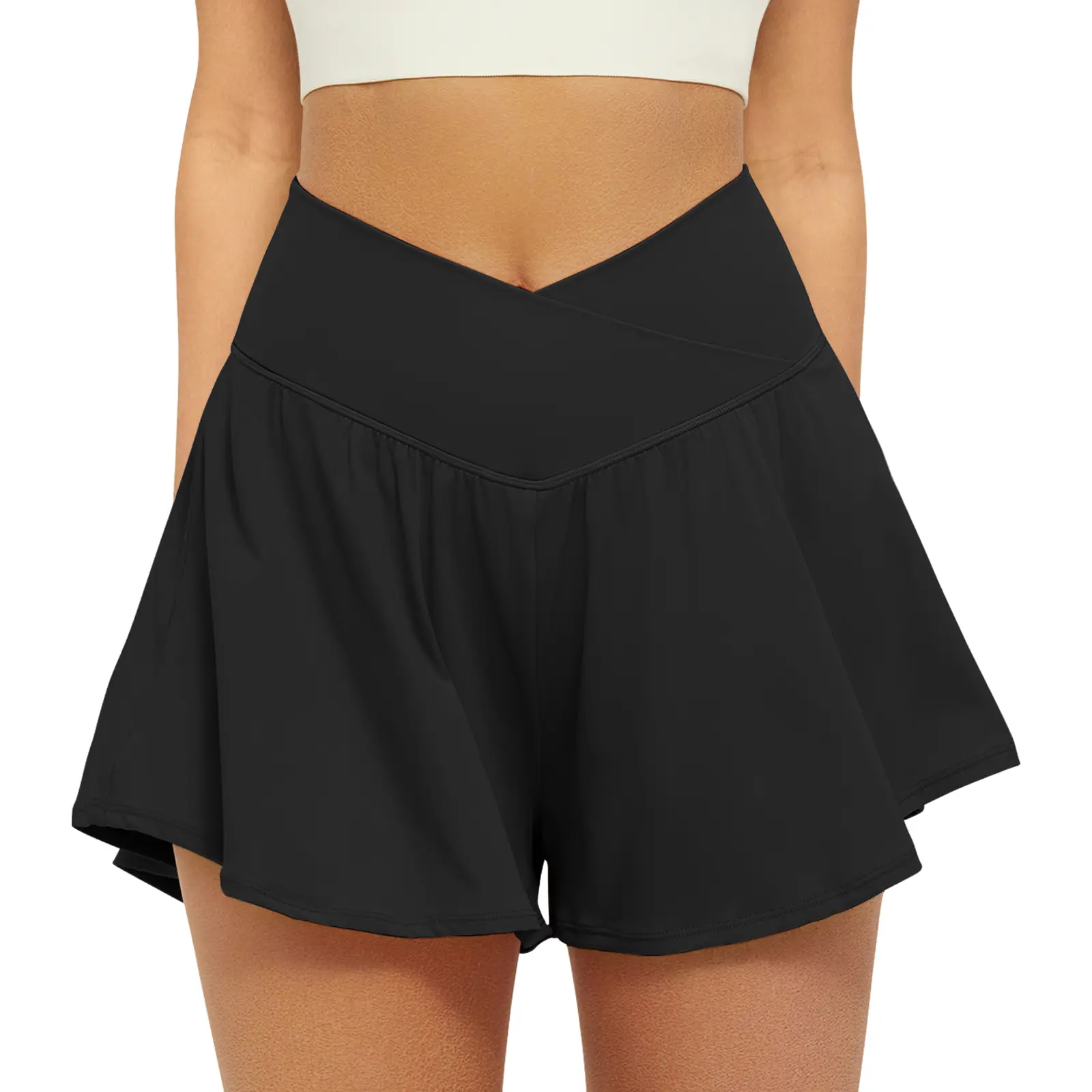 Women's 2 in 1 Crossover Athletic Shorts with Pockets
