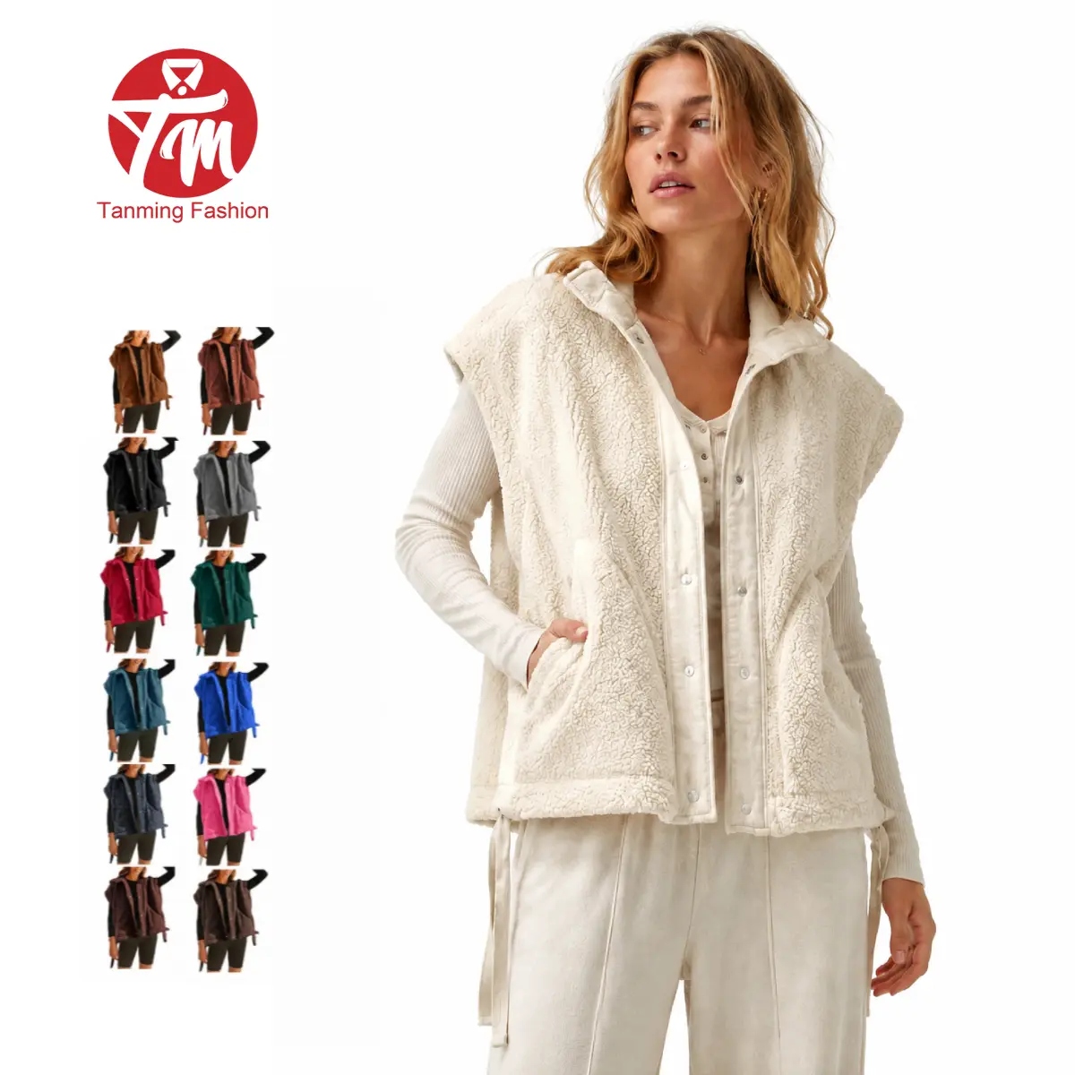 Tanming Women's Fleece Vest - Cozy Button Down Jacket