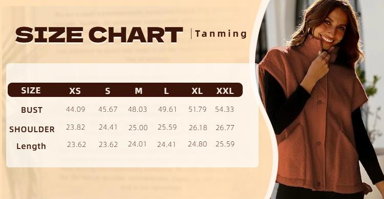 Tanming Women's Basic Fleece Vest Casual Sleeveless Button Down Sherpa Jacket Outerwear with Pockets