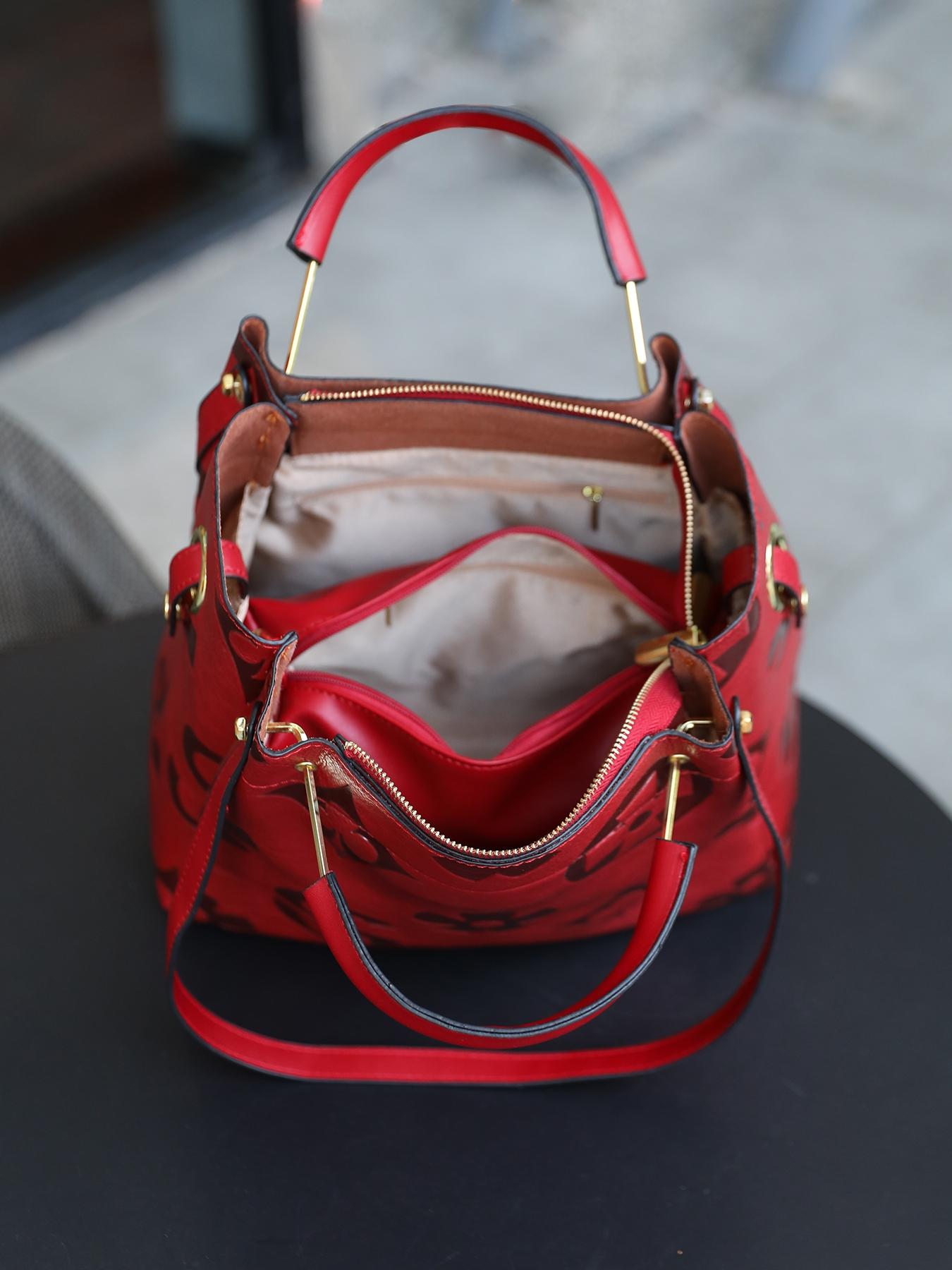 Women's Fashionable Vintage Floral Embossed Leather Handbag Set, Including Large Capacity Handbag & Crossbody Bag, Trendy Versatile Daily Commuting Bag Set