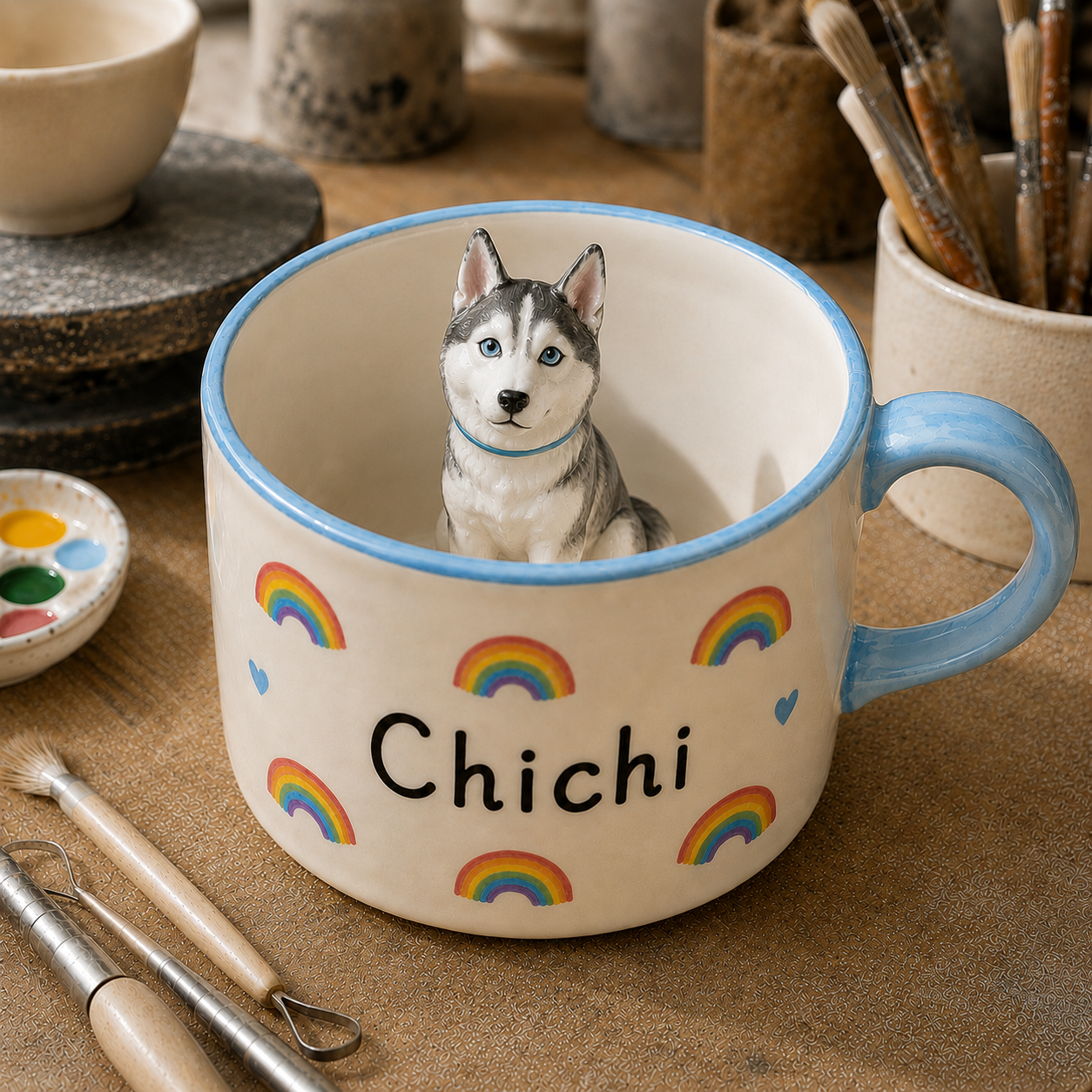 Personalized Pet Coffee Mug with Hidden Animal Figurine Inside