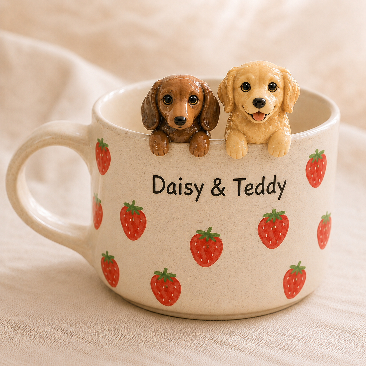 Handmade Dog Ceramic Mug, Personalized Cat Dog Coffee Cup, Custom Dog Picture Mug with Names, Gift for Dog Parents