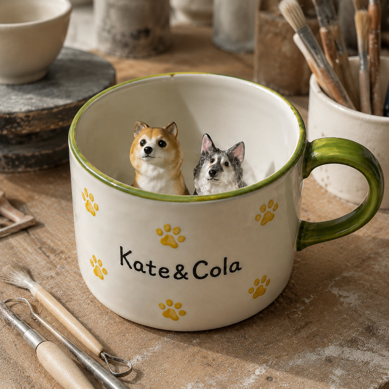 Personalized Pet Coffee Mug with Hidden Animal Figurine Inside