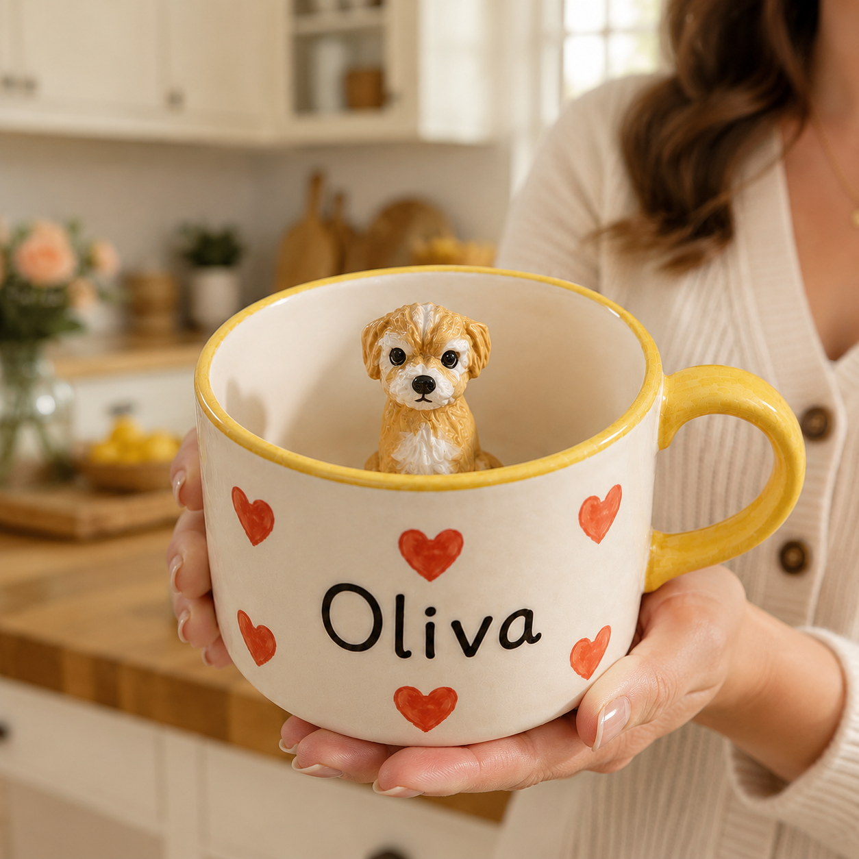 Personalized Pet Coffee Mug with Hidden Animal Figurine Inside