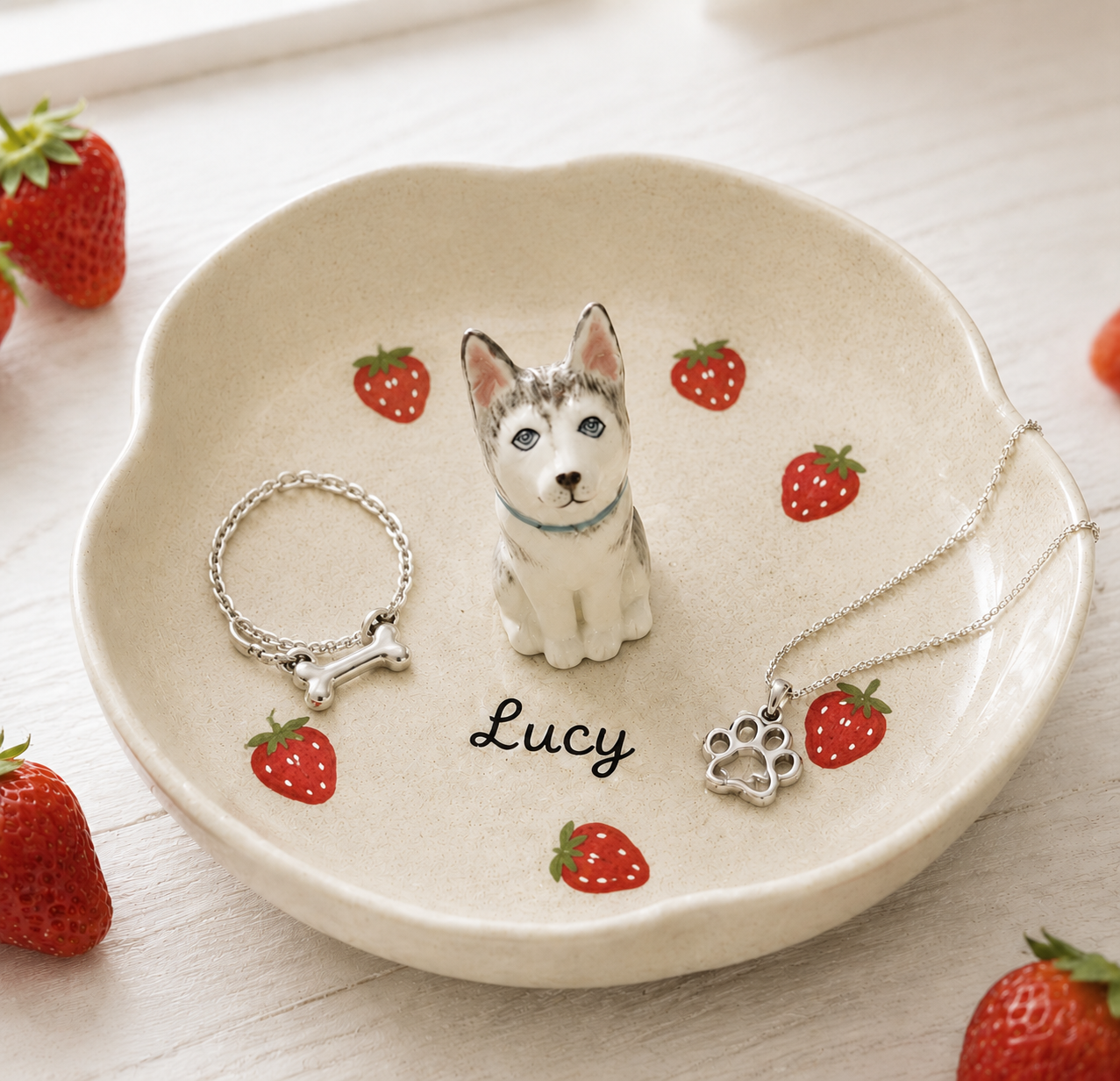 [Copy]Personalized Ceramic Pet Jewelry Tray with Sculpted Figurine