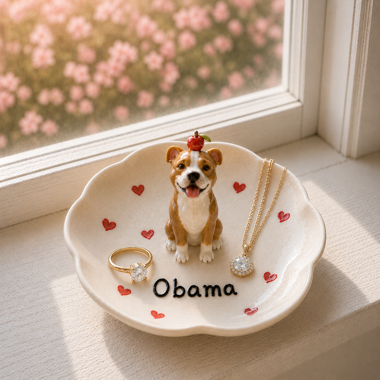 [Copy]Personalized Ceramic Pet Jewelry Tray with Sculpted Figurine