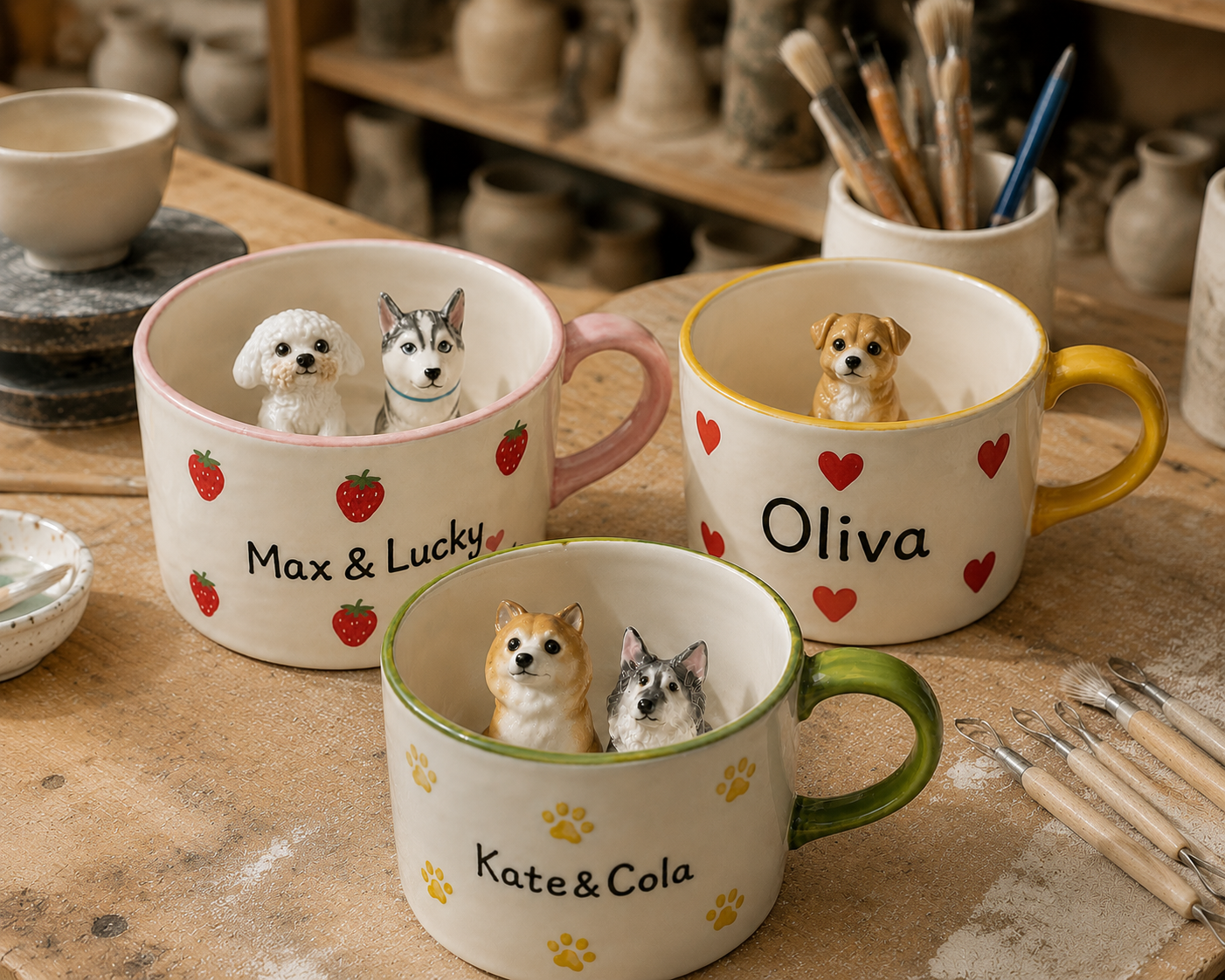 Personalized Pet Coffee Mug with Hidden Animal Figurine Inside