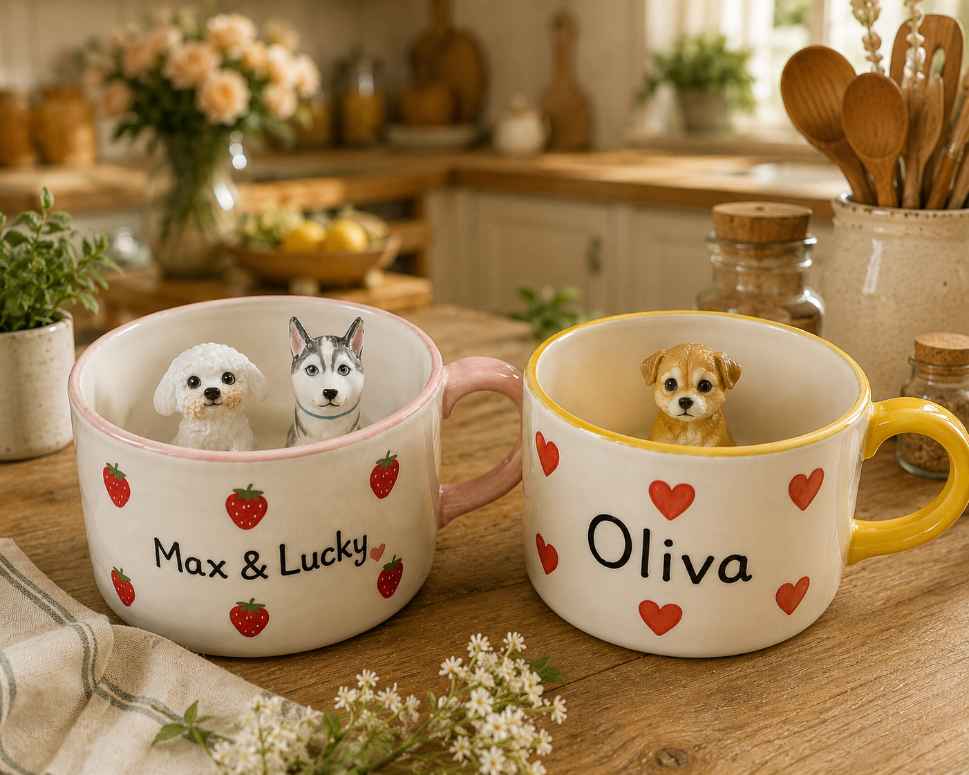 Personalized Pet Coffee Mug with Hidden Animal Figurine Inside