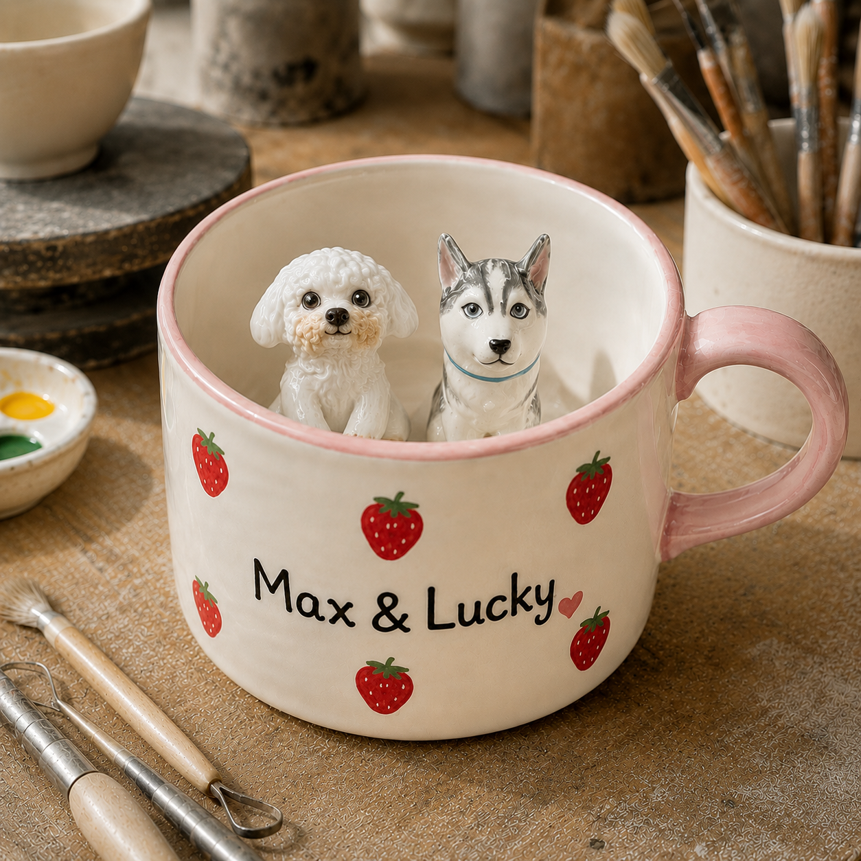 Personalized Pet Coffee Mug with Hidden Animal Figurine Inside