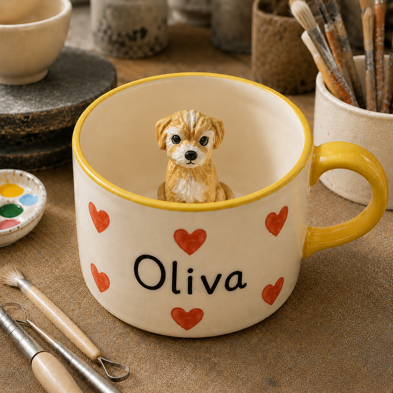 Personalized Pet Coffee Mug with Hidden Animal Figurine Inside